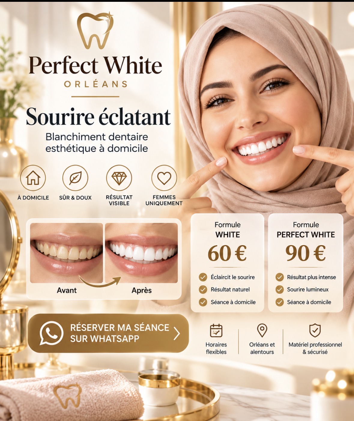 Blanchiment dentaire Orléans à domicile - Perfect White